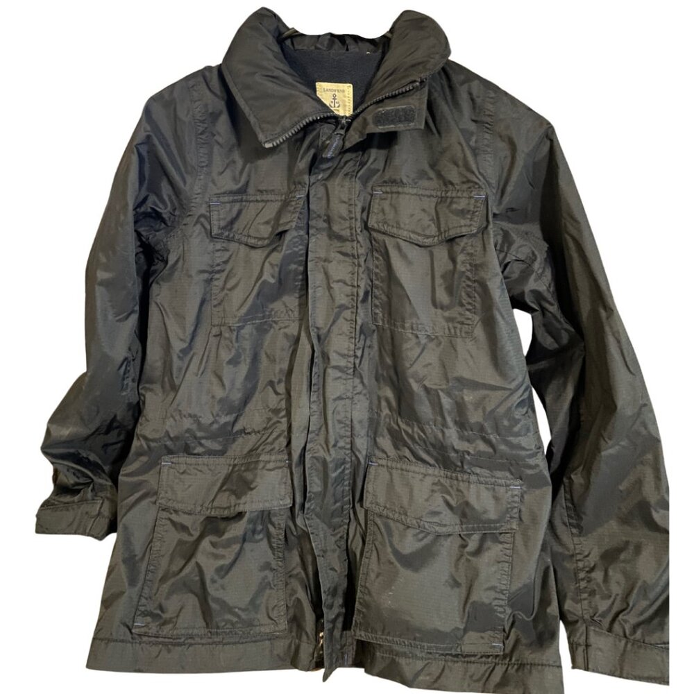 Boys Lands End Jacket Size Medium (10-12) Navy Blue